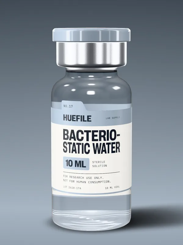 Bacteriostatic Water 10 mL vial with a fog label and cap