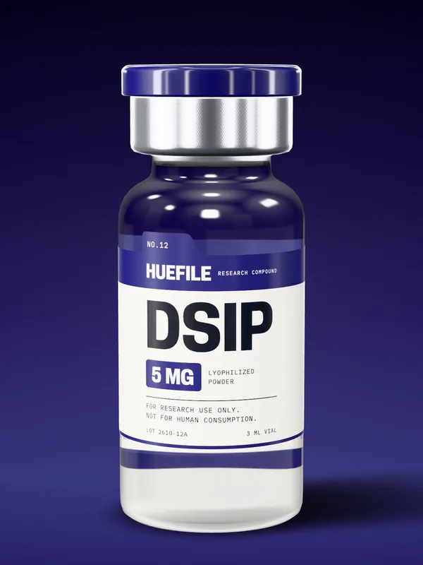 DSIP 5 mg vial with a midnight label and cap