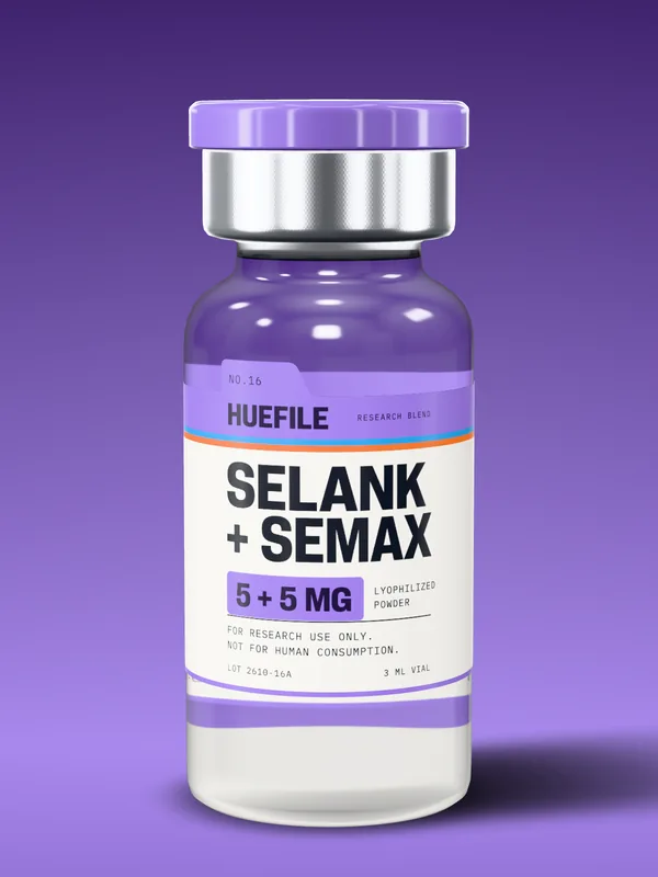 Selank + Semax 5 + 5 mg vial with a lilac label and cap